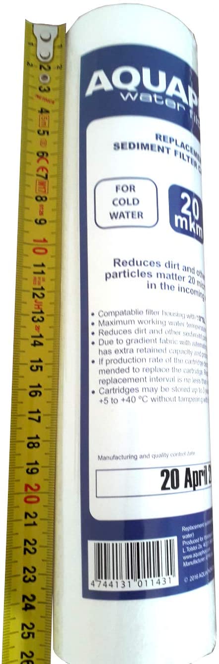 Sediment water filter cartridge 20 micron 63/250 cartridge diameter 2.5"