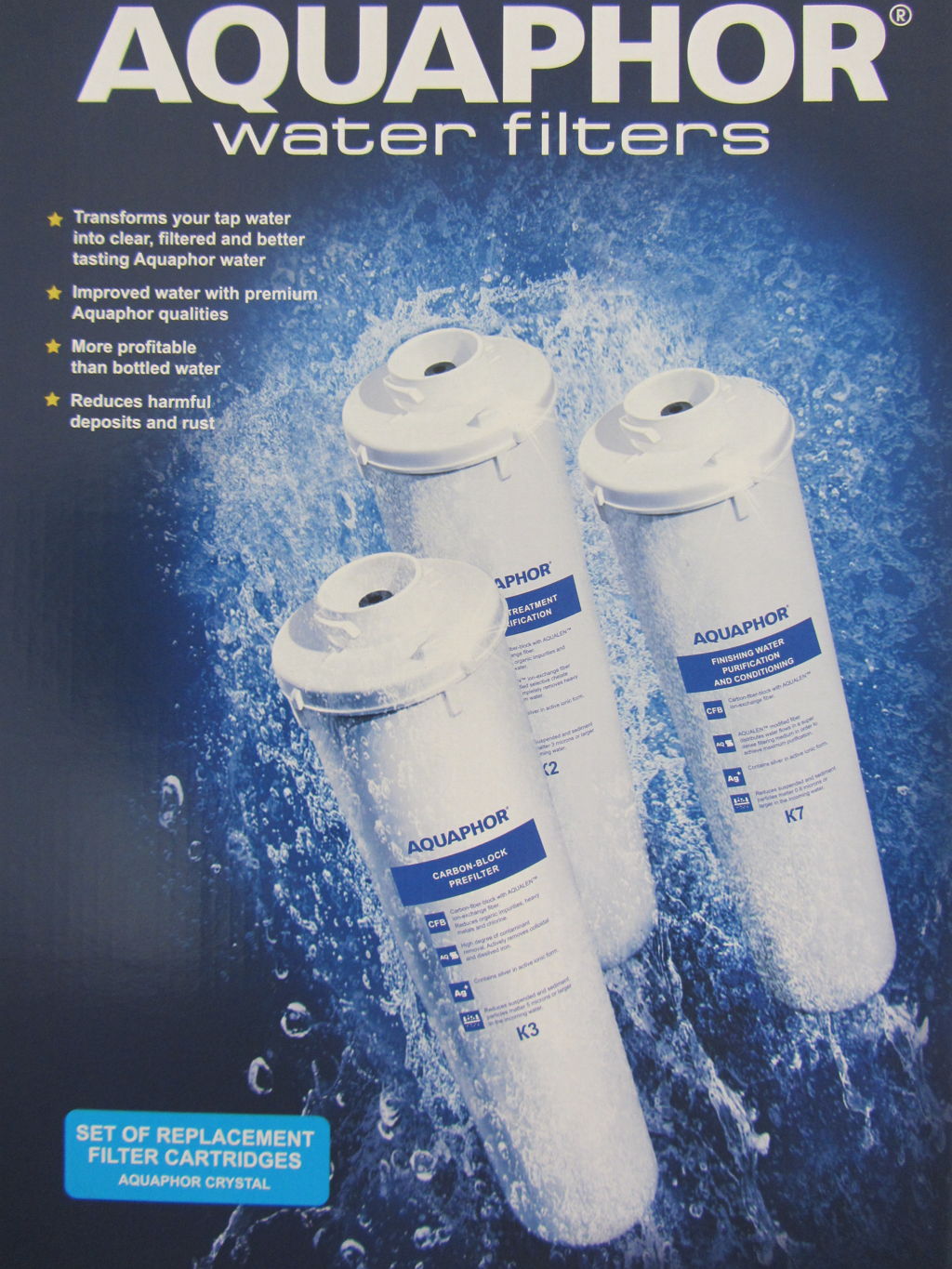 Aquaphor K3-K2-K7 Set di cartucce di ricambio Aquaphor K3-K2-K7 per filtro acqua Aquaphor Cristallo