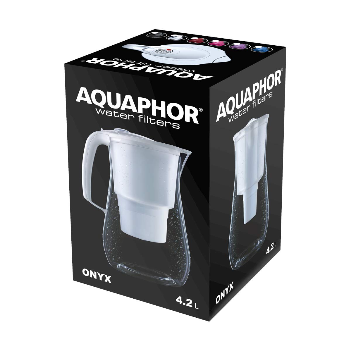 AQ-OnyxW_Pack Aquaphor Onyx B25mg | Filtro Caraffa (brocca) filtrante Nero con cartuccia B25