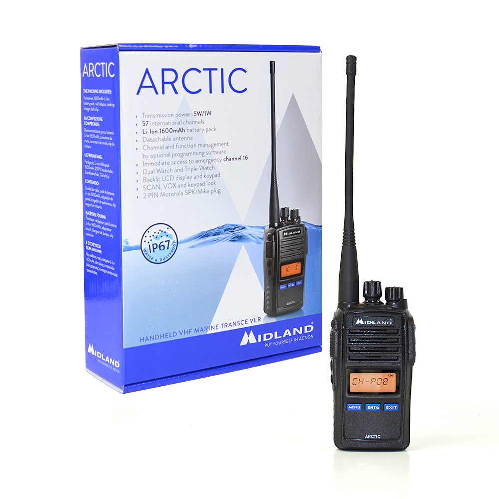 C1240_1 Midland ARCTIC Portable Maritime Radio Station with accessories included Code C1240