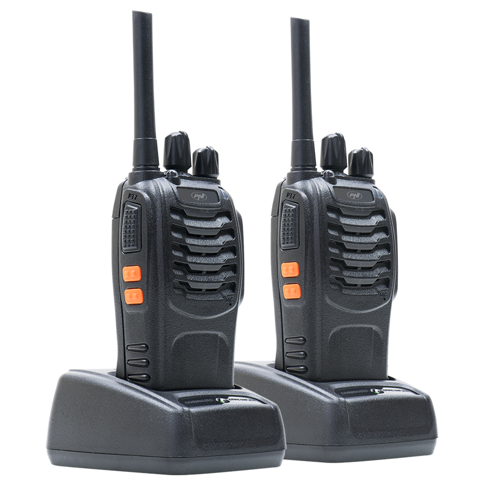 PNI-PMR-R40_2 PNI PMR R40 Pro portable radio station, set with 2 pcs, 0.5W, ASQ, TOT, monitor, programmable, 1200mAh batteries, chargers and headphones included