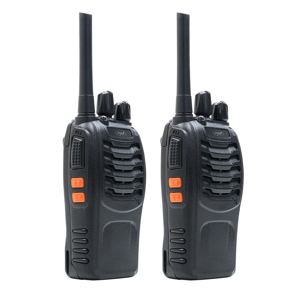 PNI-PMR-R40_3 PNI PMR R40 Pro portable radio station, set with 2 pcs, 0.5W, ASQ, TOT, monitor, programmable, 1200mAh batteries, chargers and headphones included