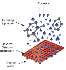How a reverse osmosis membrane filters drinking water