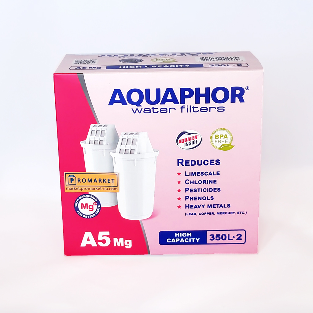 AQUAPHOR A5 Mg Replacement Water Filter Cartridges with Magnesium for Provance, Prestige, Atlant, Smile and All A5, B5 and B6 Compatible Jugs (2 Packs with Magnesium)