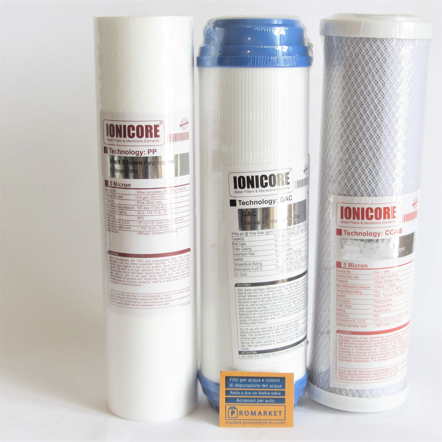 GAC_Set_Ionicore_1_1500 Set of replacement filters IONICORE for a wide range of standard reverse osmosis systems