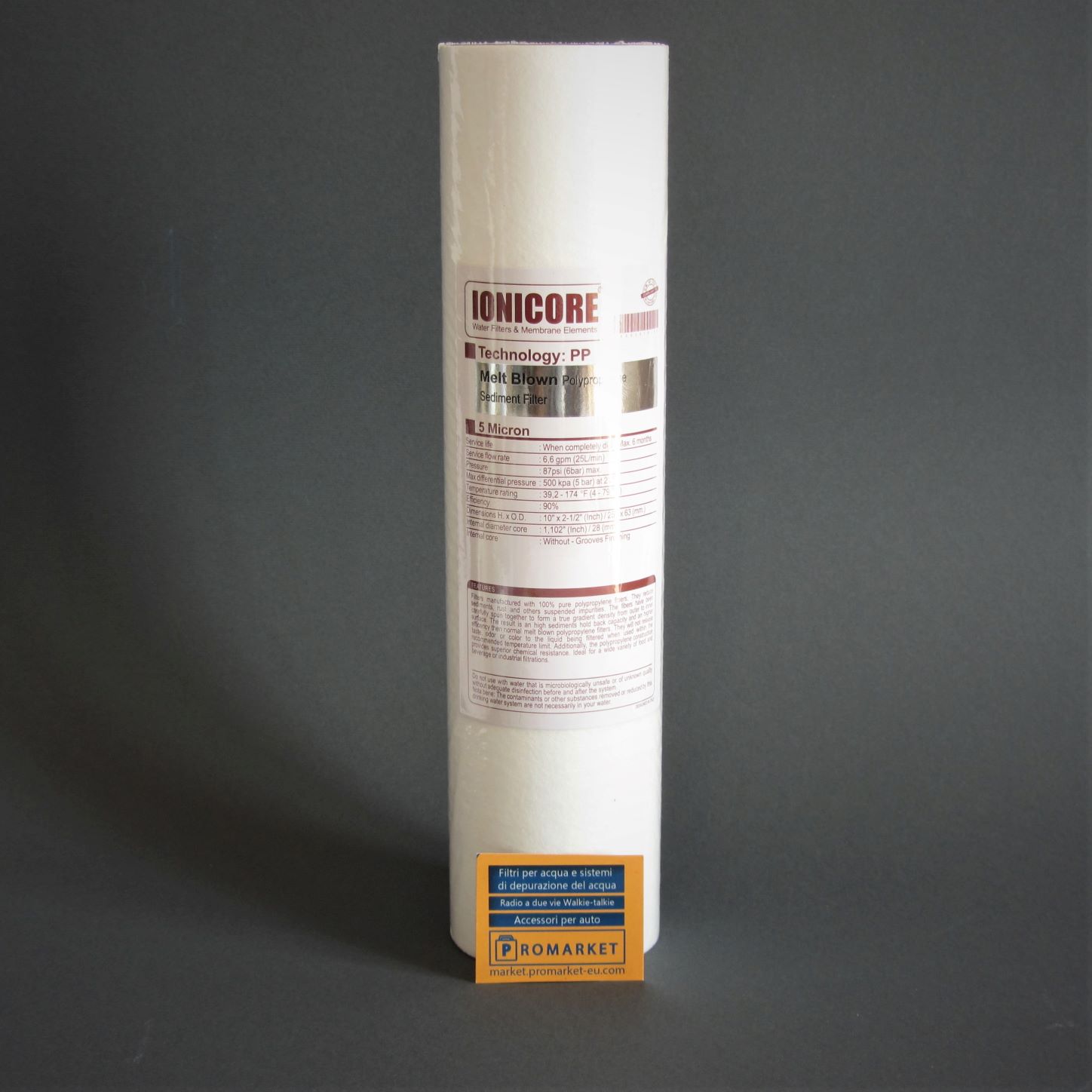 Ionicore Melt blown polypropylene cartridge 10 inch - 5 micron PPS Ionicore Melt blown polypropylene cartridge 10 inch - 5 micron PPS