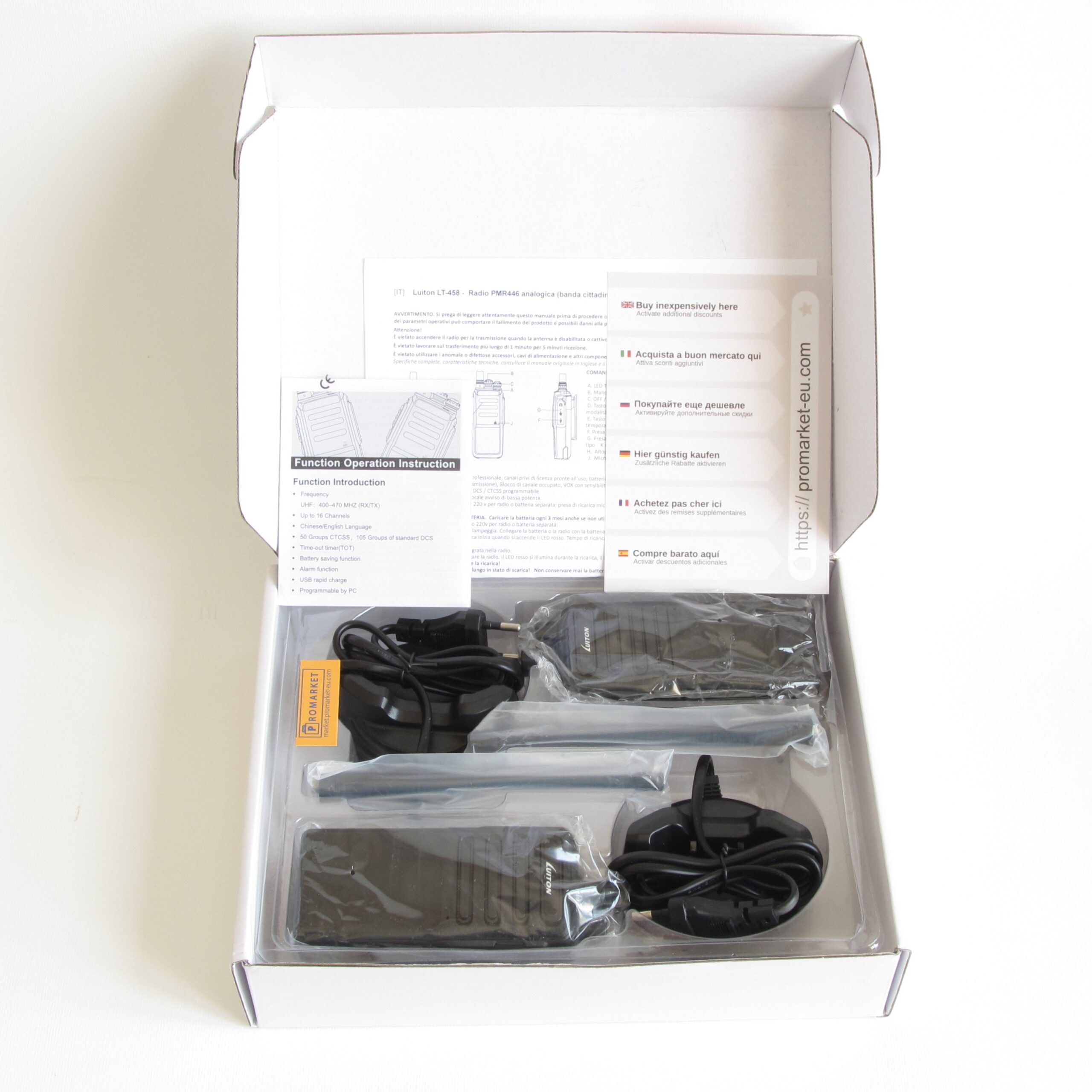 Luiton LT-458-PRO PMR 446 MHz Two way Walkie-Talkie radio box Luiton LT-458-PRO PMR 446 MHz Two way Walkie-Talkie radio box