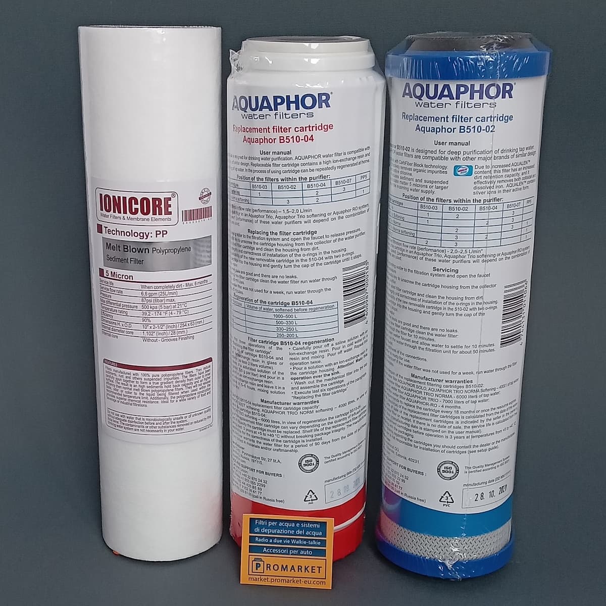 Set_Trio_Norma_Soft_Reduced Set Replaceble Water Filters Aquaphor Trio Norma Softening - Polipropilene Carbon Block 5 microns