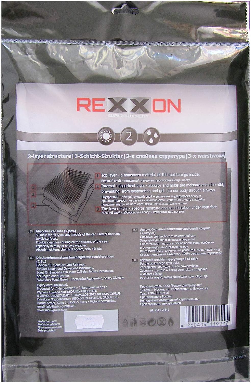 Rexxon_tappeto_per_auto_2 REXXON Car Mat Absorbent Fabric, 40 x 60 cm, 2 Pieces