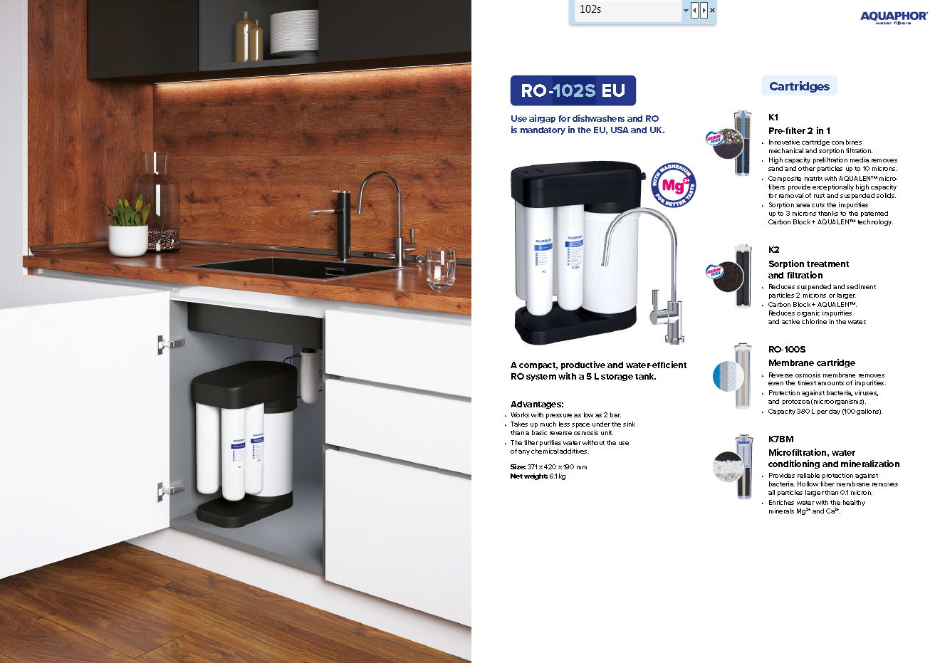 Aquaphor Morion DWM-102S EU Compact Reverse Osmosis Water Filter System 100 gpd for Home and Office Aquaphor Morion DWM RO-102S EU Compact Reverse Osmosis Water Filter System 100 gpd for Home and Office