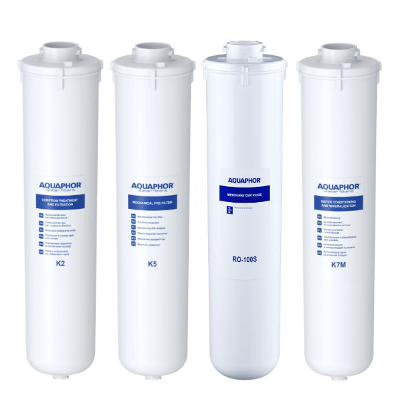 AQ_Set_Morion_K2_K5_RO100S_K7M_BL Replacement set RO -102s includes: membrane cartridge RO-100S and three cartridges - K5, K2, K7M.