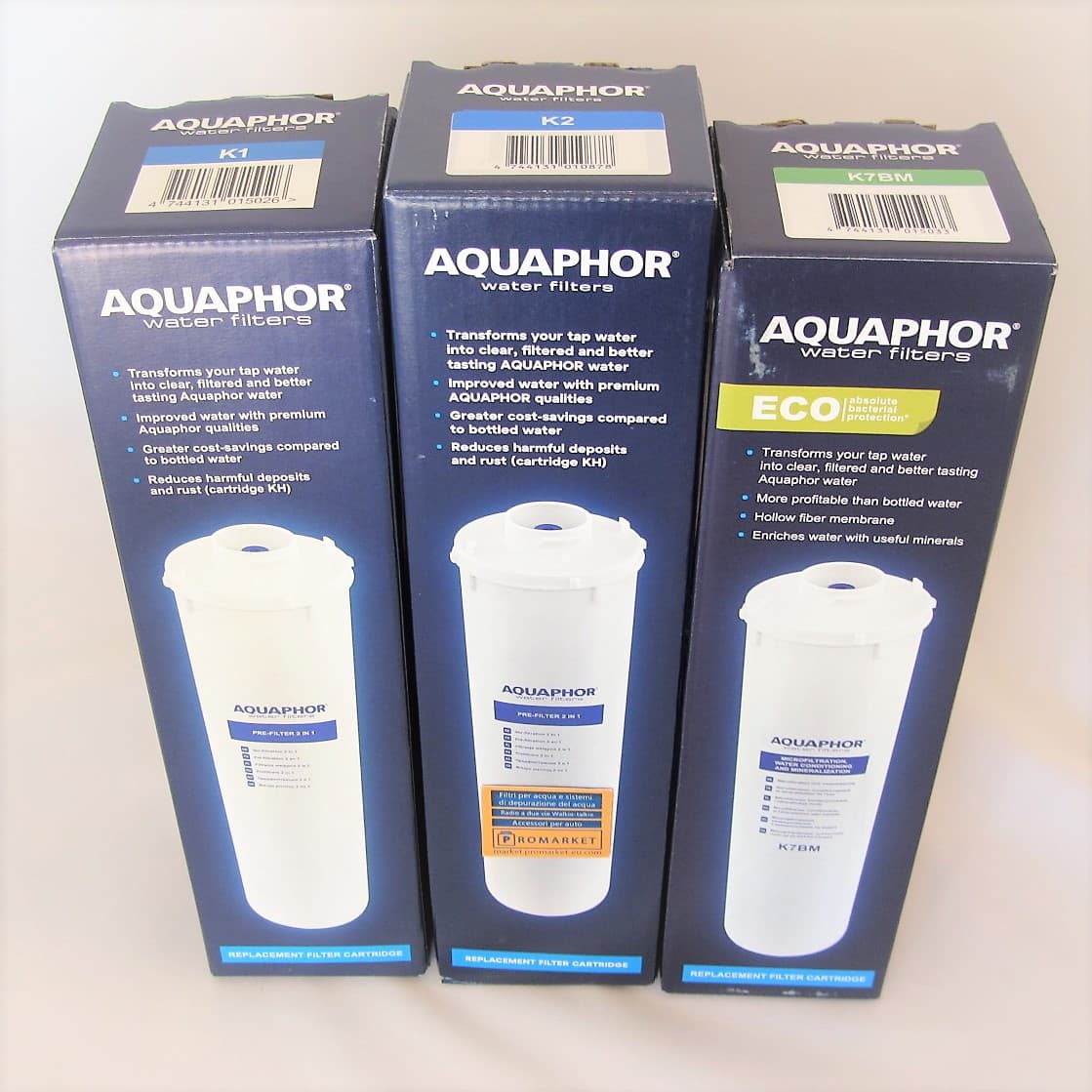 K1-K2-K7BM_boxes_2-r The replacement set for Aquaphor RO-101s-EU includes three cartridges K1 K2 K7BM