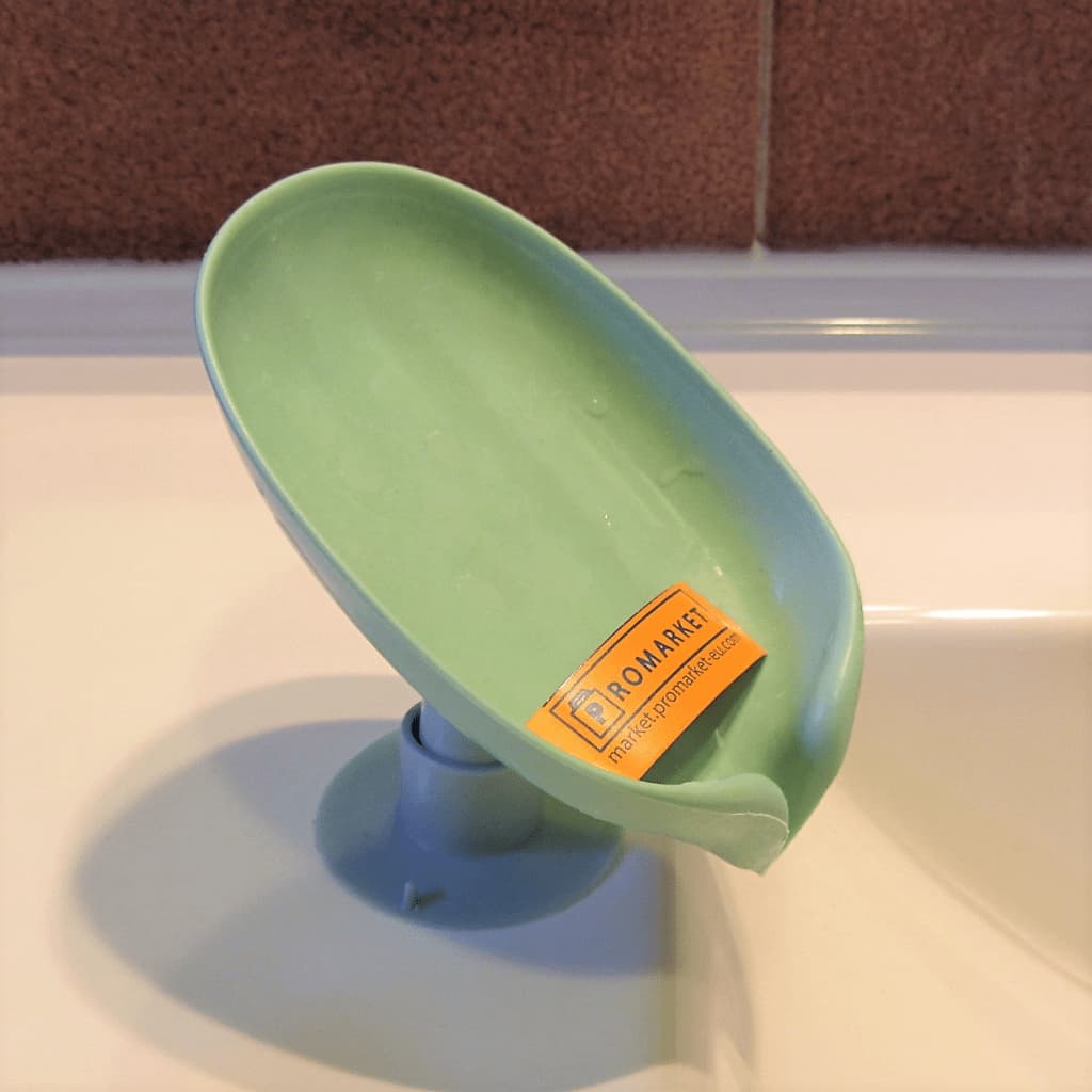 Soap-Holder1-4-r Magic Soap Holder ProMarket EverDry Lotus Leaf Shape Color Olive - economy set of 2 pieces
