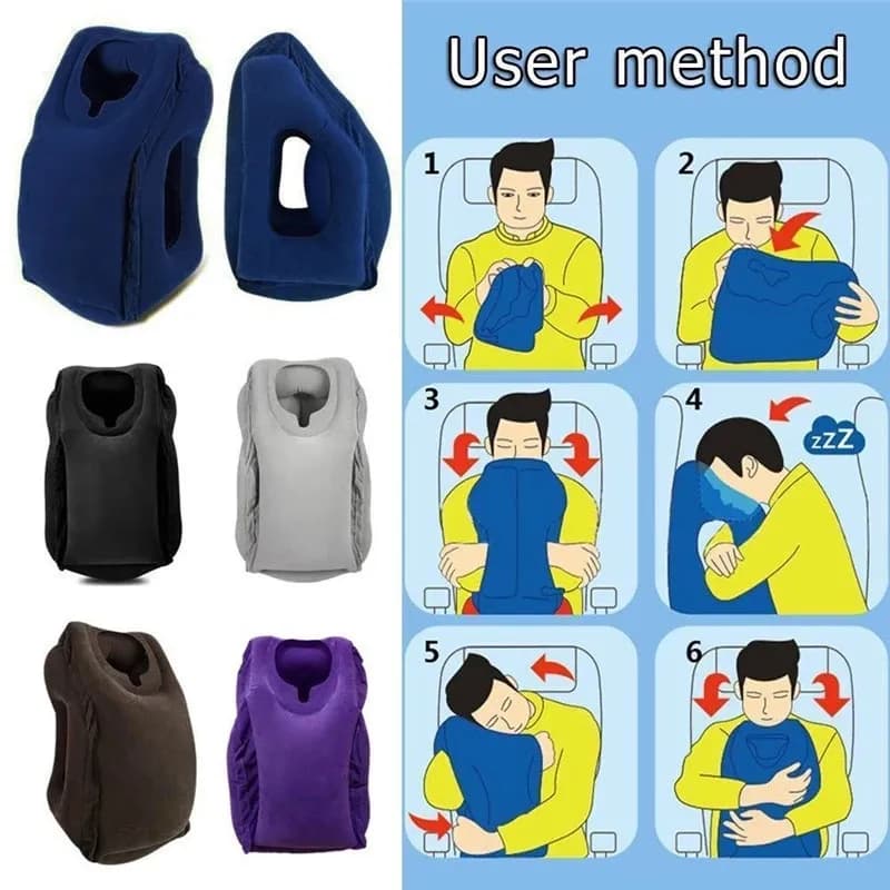 Pillow_6_r ProMarket Inflatable Travel Pillow - portable headrest cushion chin support pillow for airplane car office rest nap