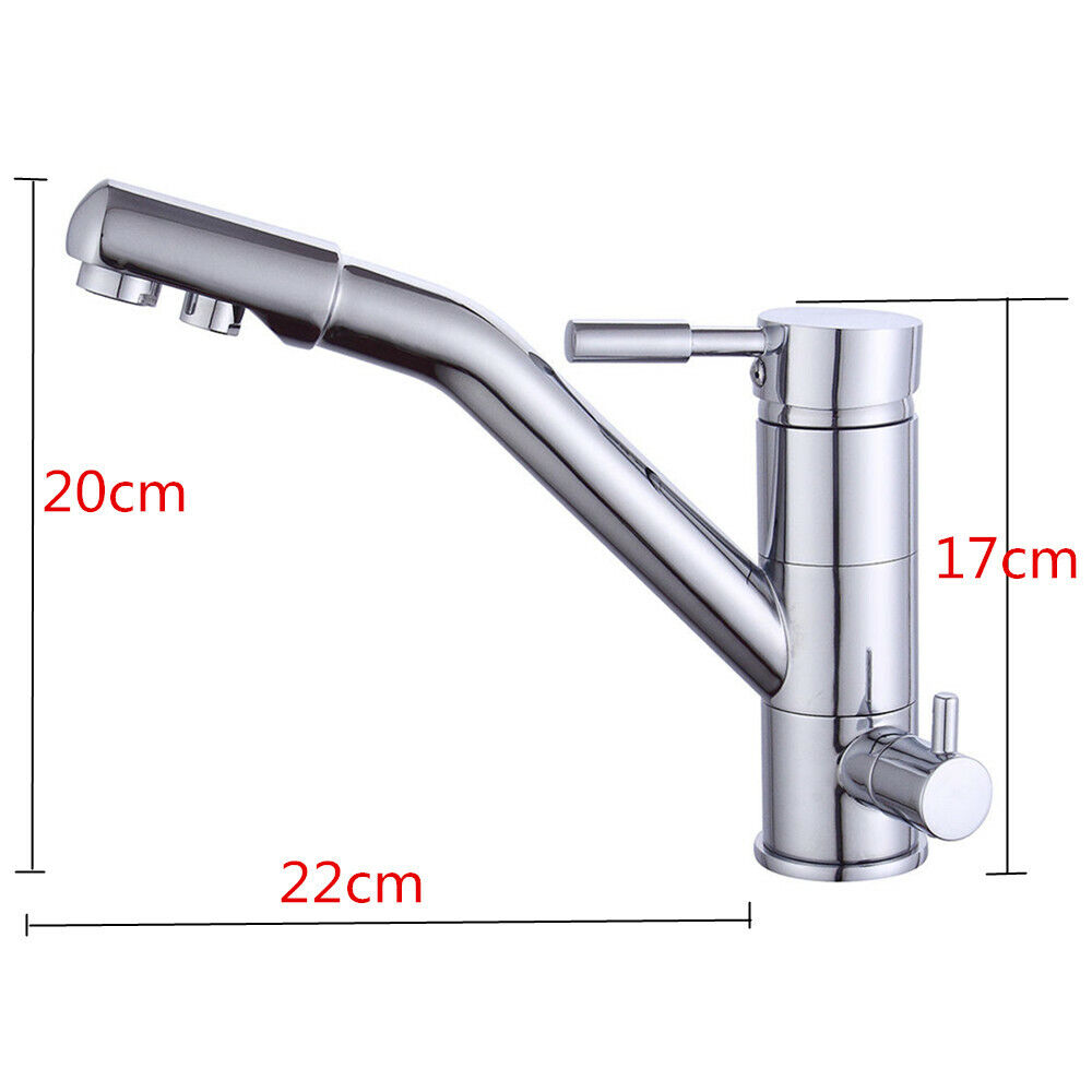 Rubinetto_3vie_dimensioni Kitchen Faucet 3-way for cold, hot, and filtered water ProMarket 3038-CR chromed brass