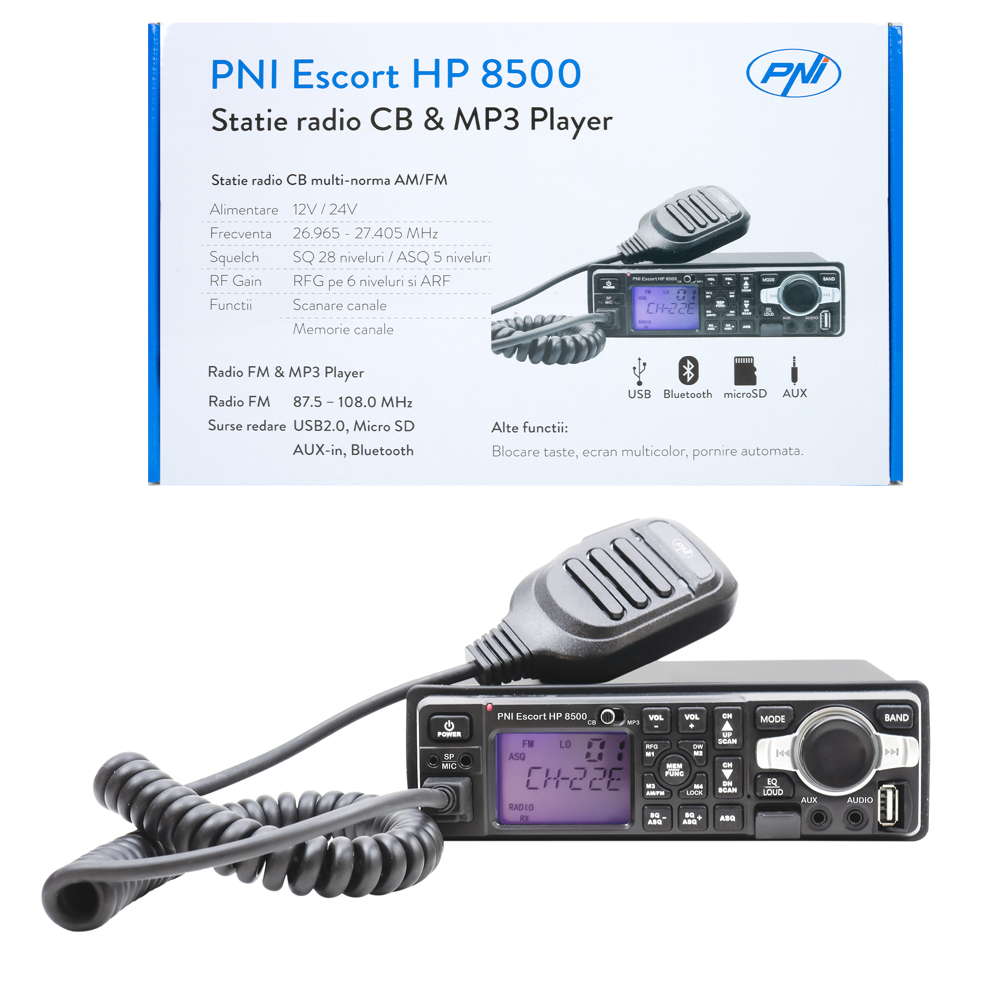 CB radio station and MP3 player PNI Escort HP 8500 ASQ includes headphones with microphone – view 2 CB radio station and MP3 player PNI Escort HP 8500 ASQ includes headphones with microphone – view 2