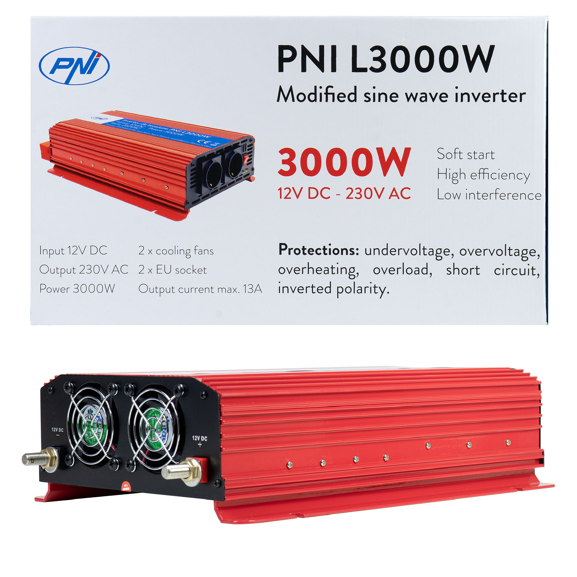 Inverter voltage PNI L3000W power supply 12V 230V output – view 14 Inverter voltage PNI L3000W power supply 12V 230V output – view 14