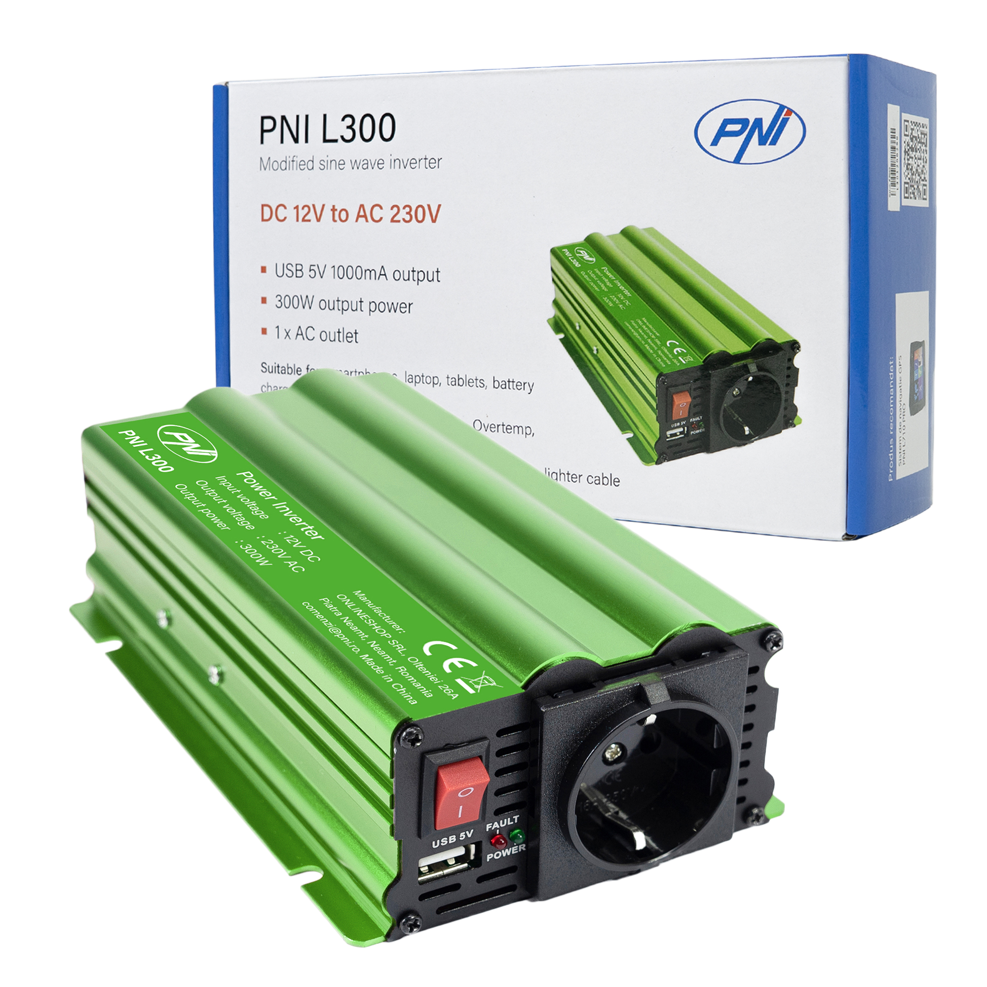 Voltage inverter PNI L300 12V supply 230V output 300W